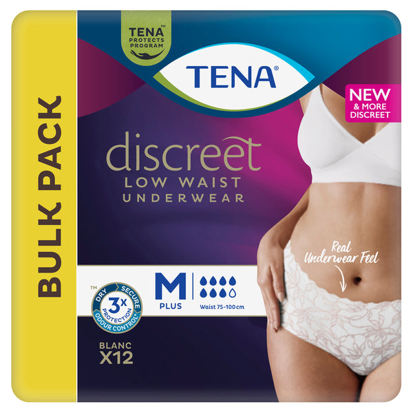 TENA Discreet Low Waist Incontinence Underwear - White