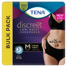 TENA Discreet Low Waist Incontinence Underwear - Black (Disposable) 