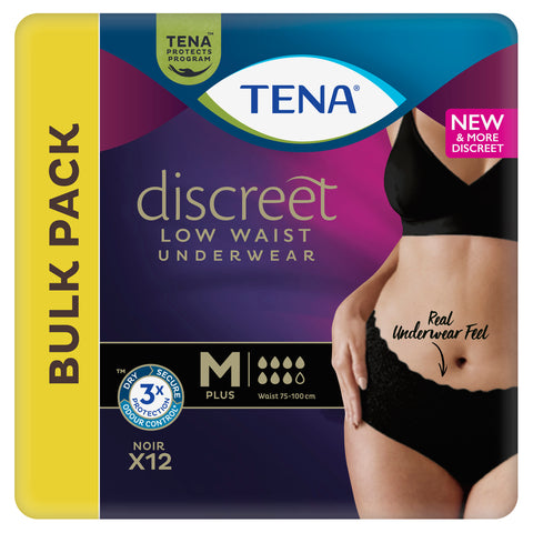 TENA Discreet Low Waist Incontinence Underwear - Black (Disposable)