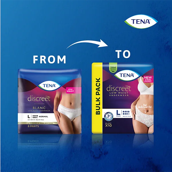 TENA Discreet Low Waist Incontinence Underwear - White