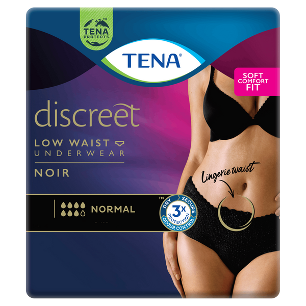 TENA Discreet Low Waist Incontinence Underwear - Black (Disposable)