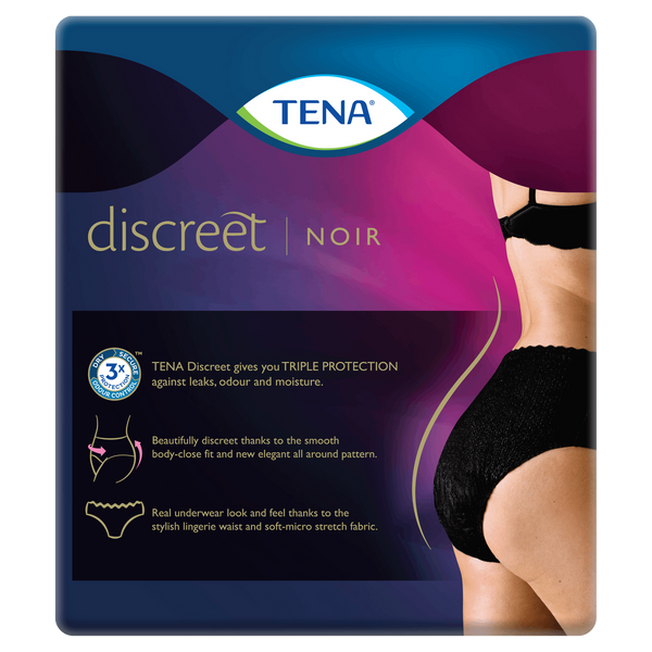 TENA Discreet Low Waist Incontinence Underwear - Black (Disposable)