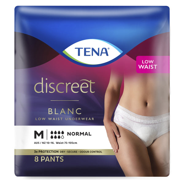 TENA Discreet Low Waist Incontinence Underwear - White