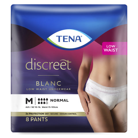 TENA Discreet Low Waist Incontinence Underwear - White