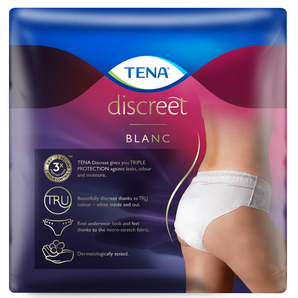 TENA Discreet Low Waist Incontinence Underwear - White