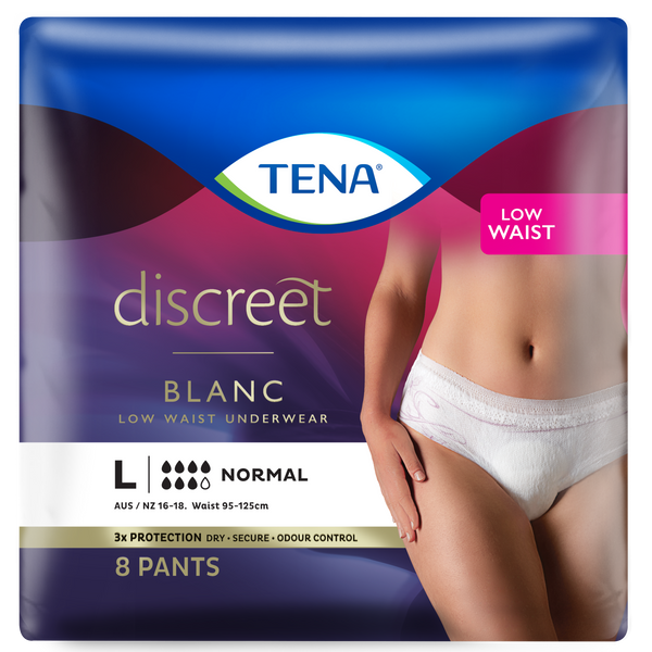 TENA Discreet Low Waist Incontinence Underwear - White